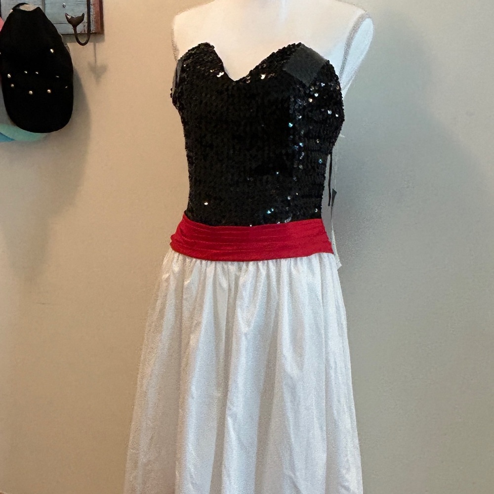 Vintage sequined Red, White and Black Prom Dress